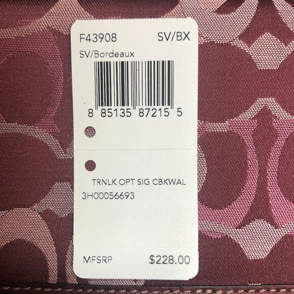 Vintage Coach Bordeaux Signature Print Patent Leather Trim Turn lock Close-New - Picture 6 of 10